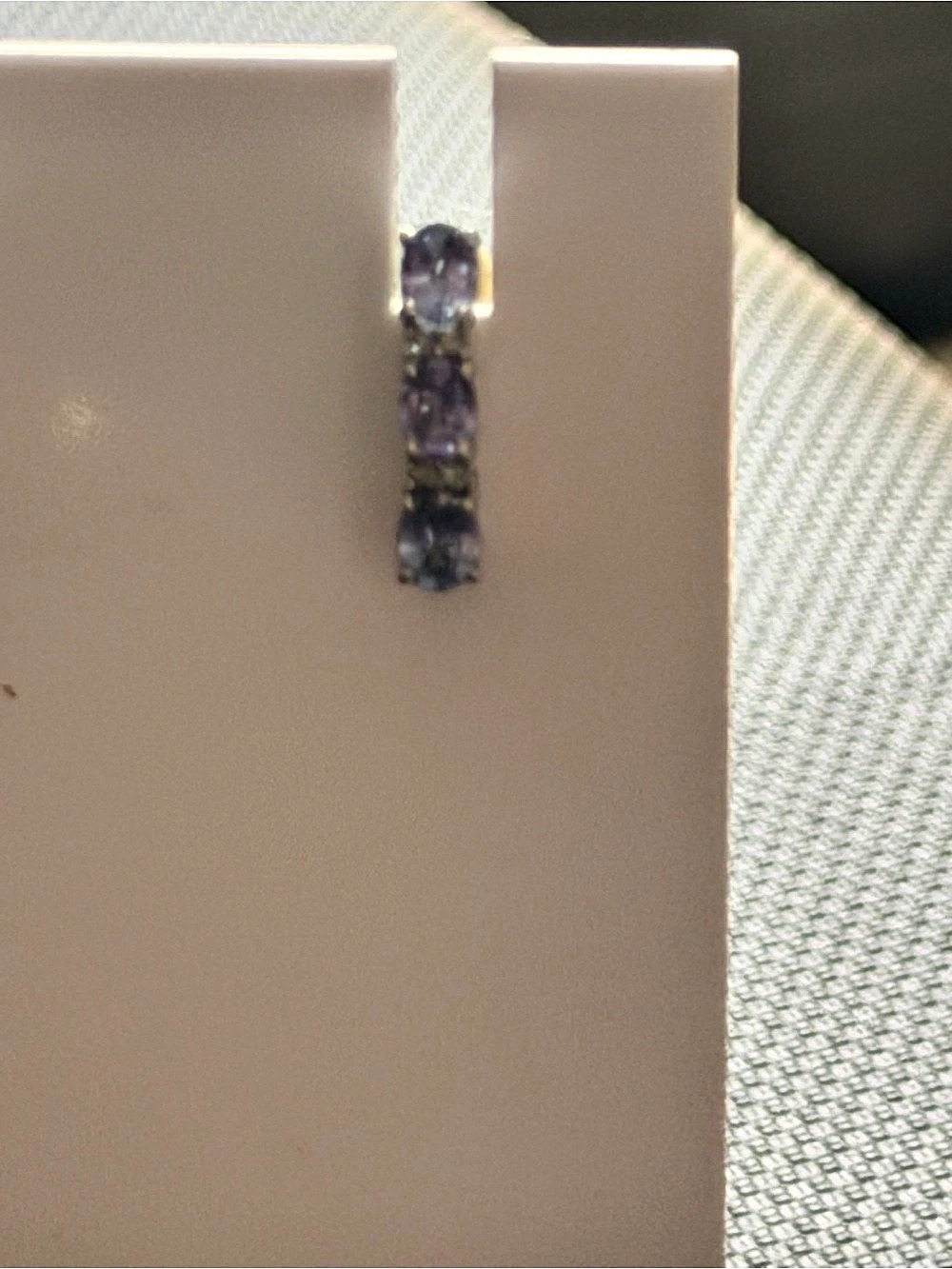 Vintage 925 Sterling Silver Tanzanite Half Hoop Earrings #363 - Picture 5 of 7